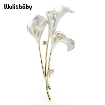 Wuli&baby New Enamel Lily Flower Καρφίτσες Γυναικείες 3χρωμες Γαμήλιες δεξιώσεις Καρφίτσες καρφίτσας γραφείου Δώρα