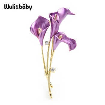 Wuli&baby New Enamel Lily Flower Καρφίτσες Γυναικείες 3χρωμες Γαμήλιες δεξιώσεις Καρφίτσες καρφίτσας γραφείου Δώρα