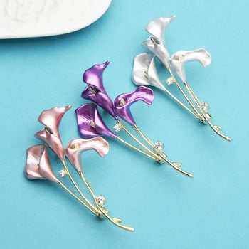 Wuli&baby New Enamel Lily Flower Καρφίτσες Γυναικείες 3χρωμες Γαμήλιες δεξιώσεις Καρφίτσες καρφίτσας γραφείου Δώρα