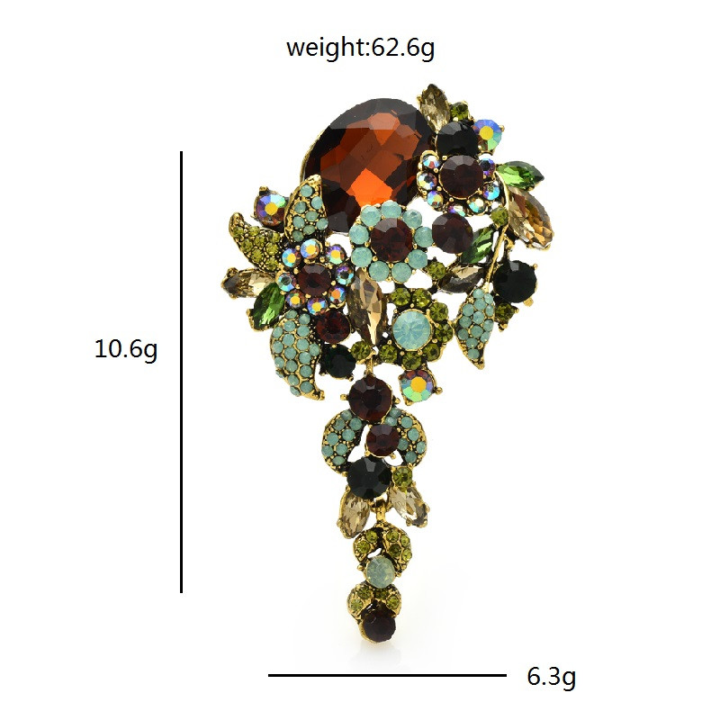 Wuli&baby Broșe de lux cu flori din cristal pentru femei, în 3 culori, în stil palat, pentru petrecere, pentru birou, broșă, cadouri