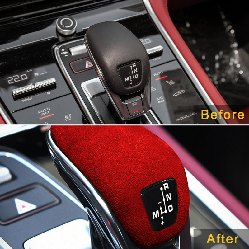 Pentru Porsche Panamera 2018 2019 2020 2021 Accesorii mașini Piele veritabilă piele de vacă piele intoarsă Capac butonului schimbătorului de viteze Protector Carcasă Cadru