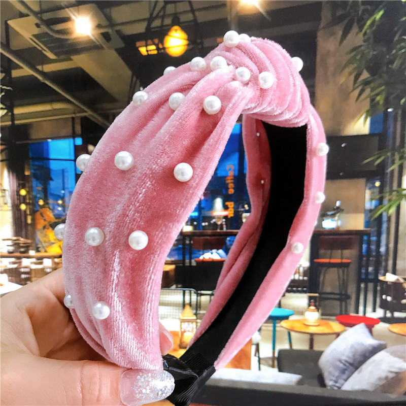 11 stiluri de bentite de păr imitație perle pentru femei din catifea coreeană cu lunetă lată din țesătură satinată bentite încrucișate accesorii pentru păr 2020