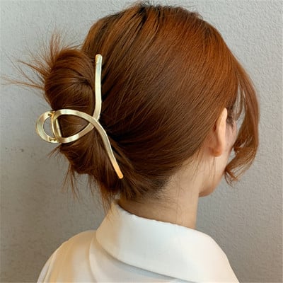 56Styles Koreai Fém Arany Ezüst Női Hajkapcsok Gyöngyök Hajtűk Hajkiegészítők Geometrikus Rák Hajcsat Női Barrette