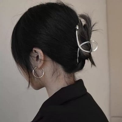 56Styles Koreai Fém Arany Ezüst Női Hajkapcsok Gyöngyök Hajtűk Hajkiegészítők Geometrikus Rák Hajcsat Női Barrette