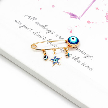 Lucky Eye Μπλε Τουρκικό Evil Eye καρφίτσα καρφίτσα για γυναίκες Άνδρες που ρίχνουν λάδι λουλούδι στέμμα αστέρι Hamsa Hand Charm Fashion Jewelry BD52