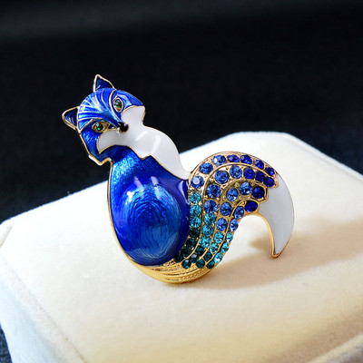 CINDY XIANG Broșe de vulpe cu strass, nou sosire, pentru femei, smalț pentru animale, 6 culori disponibile, bijuterii pentru haine cu design de iarnă