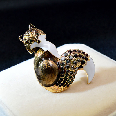 CINDY XIANG Broșe de vulpe cu strass, nou sosire, pentru femei, smalț pentru animale, 6 culori disponibile, bijuterii pentru haine cu design de iarnă