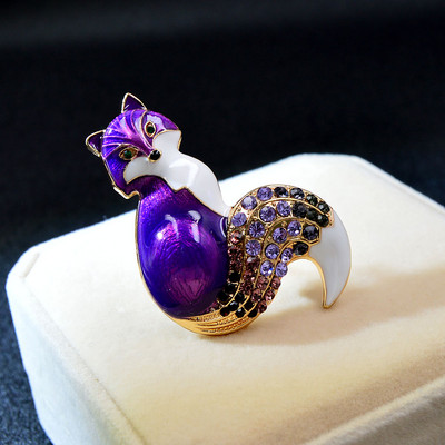 CINDY XIANG Broșe de vulpe cu strass, nou sosire, pentru femei, smalț pentru animale, 6 culori disponibile, bijuterii pentru haine cu design de iarnă