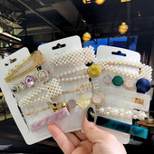 5 бр./компл. Акрилна щипка за коса за жени 2020 Модна симулация на перлени шноли Усмивка Любовно писмо Дръжки за коса Златни аксесоари за коса