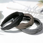 Benzi de păr înnodate din piele pentru femei Accesorii de păr la modă, țesătură lată bronzată, turban, cerc, diademă punk, bijuterii pentru cap pentru femei