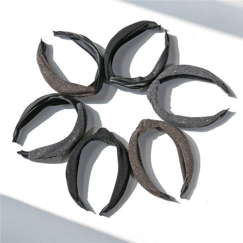 Benzi de păr înnodate din piele pentru femei Accesorii de păr la modă, țesătură lată bronzată, turban, cerc, diademă punk, bijuterii pentru cap pentru femei