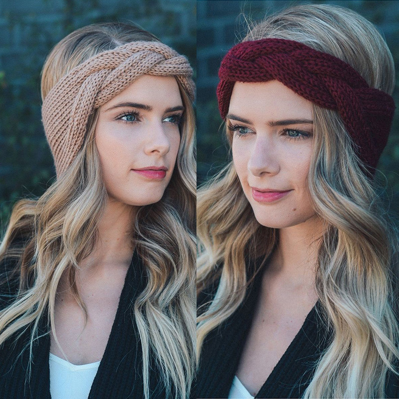 Nou 2020 bentite pentru femei, iarnă, benzi largi, turban de lână tricotat în cruce, accesorii pentru păr la modă, bandane sportive pentru fete, accesorii pentru cap