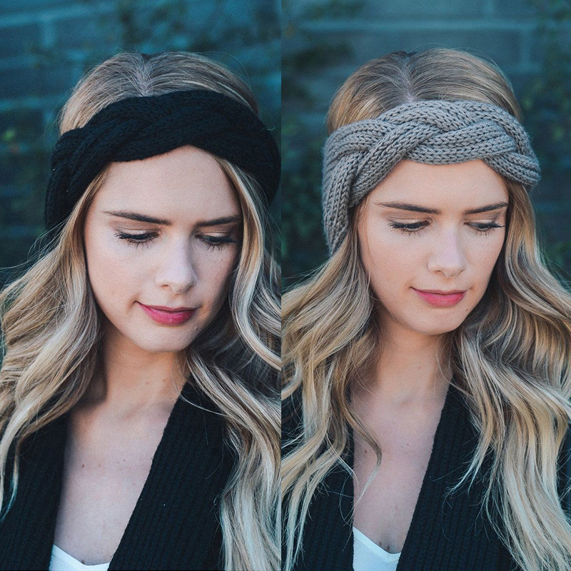 Nou 2020 bentite pentru femei, iarnă, benzi largi, turban de lână tricotat în cruce, accesorii pentru păr la modă, bandane sportive pentru fete, accesorii pentru cap