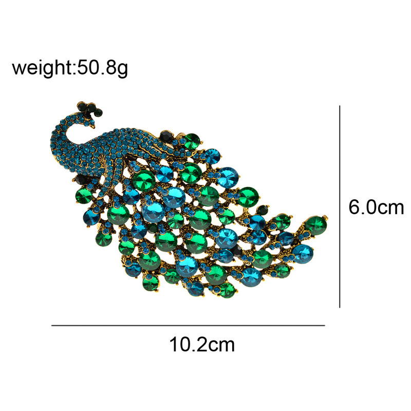 CINDY XIANG Broșe elegante cu strasuri de păun pentru femei, ace de păsări mari de cristal, accesorii pentru broșe, bijuterii de înaltă calitate