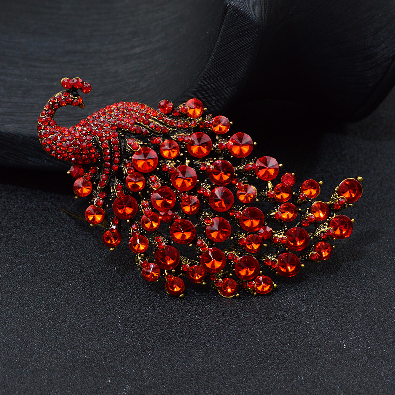 CINDY XIANG Broșe elegante cu strasuri de păun pentru femei, ace de păsări mari de cristal, accesorii pentru broșe, bijuterii de înaltă calitate