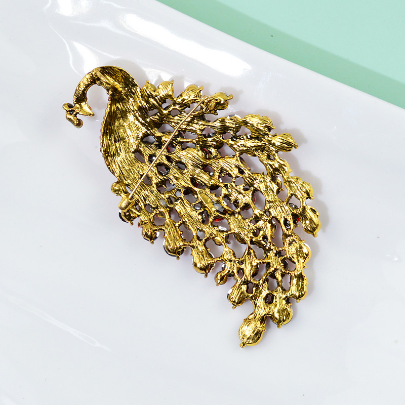 CINDY XIANG Broșe elegante cu strasuri de păun pentru femei, ace de păsări mari de cristal, accesorii pentru broșe, bijuterii de înaltă calitate