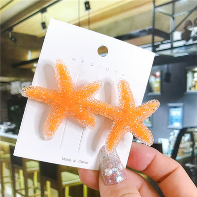 4/5/6 бр. Комплект щипки за коса Голяма морска звезда Симулирана перла Акрилна шнола Аксесоари за коса за жени Геометрични момичета Фиби Бижута