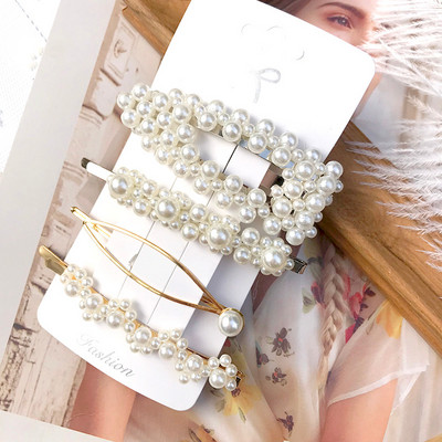 Noua simulare de perle ace de păr Clip pentru femei Set de accesorii de păr Fashion Scrunchies Holder Barrettes Bentite Fete Ornamente