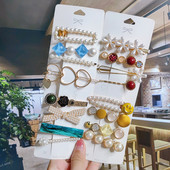 Seturi de cleme de păr pentru femei, 4 bucăți, rășină de perle simulate, cleme geometrice, accesorii pentru păr, accesorii pentru păr, cristal de transpirație, pentru femei.