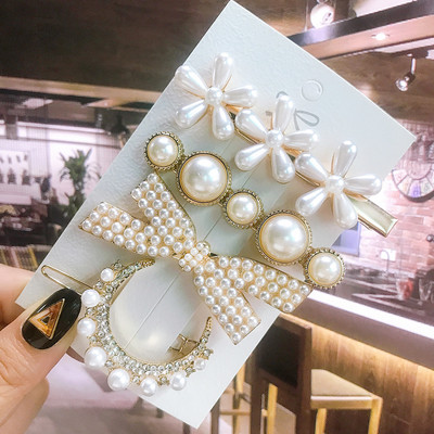 Seturi de cleme de păr pentru femei, 4 bucăți, rășină de perle simulate, cleme geometrice, accesorii pentru păr, accesorii pentru păr, cristal de transpirație, pentru femei.