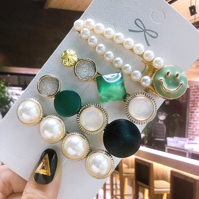 Seturi de cleme de păr pentru femei, 4 bucăți, rășină de perle simulate, cleme geometrice, accesorii pentru păr, accesorii pentru păr, cristal de transpirație, pentru femei.