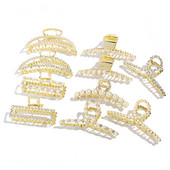 Agrafe cu gheare de păr cu perle de cristal, 11 stiluri, accesorii pentru păr, cleme de păr pentru femei, punk, cleme mari de metal auriu, cleme pentru fălci, pentru femei, 2021