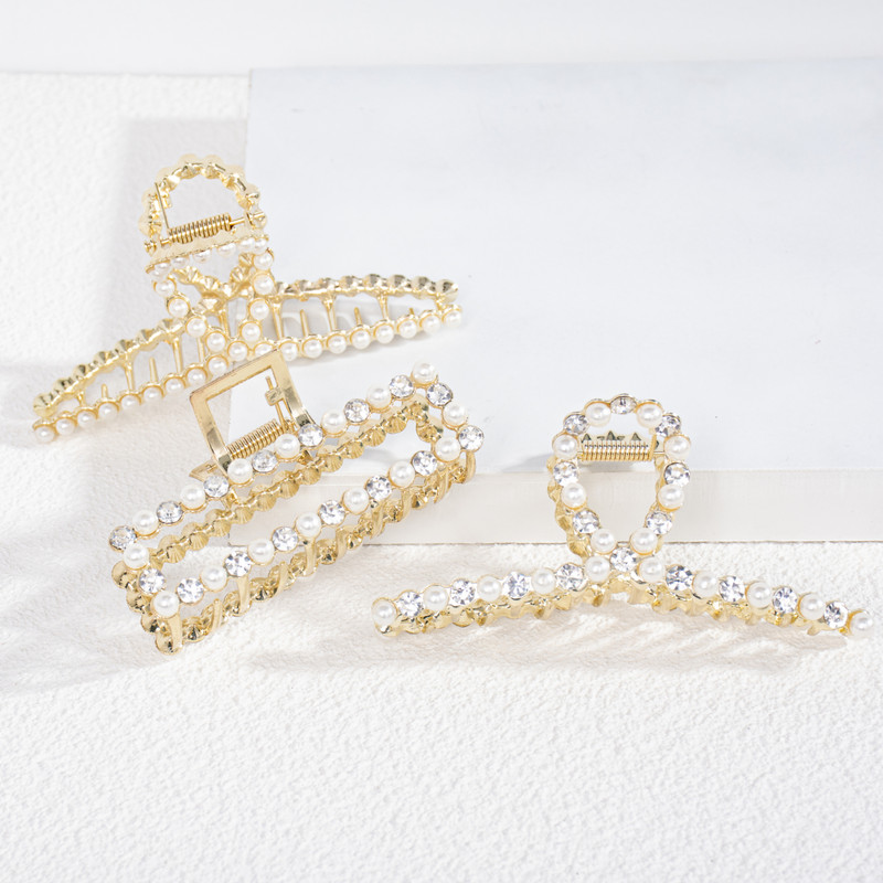 Agrafe cu gheare de păr cu perle de cristal, 11 stiluri, accesorii pentru păr, cleme de păr pentru femei, punk, cleme mari de metal auriu, cleme pentru fălci, pentru femei, 2021