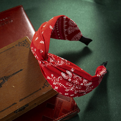 2 stiluri Moda flori de caju Imprimare Centru larg Cercete de păr Accesorii de păr pentru femei Ocazional Arc Cruce Benzi de păr etnice moi