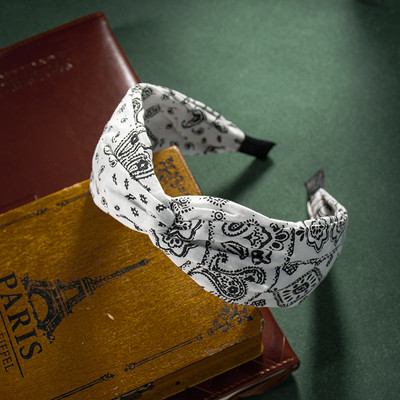 2 stiluri Moda flori de caju Imprimare Centru larg Cercete de păr Accesorii de păr pentru femei Ocazional Arc Cruce Benzi de păr etnice moi