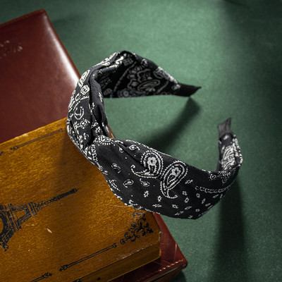 2 stiluri Moda flori de caju Imprimare Centru larg Cercete de păr Accesorii de păr pentru femei Ocazional Arc Cruce Benzi de păr etnice moi