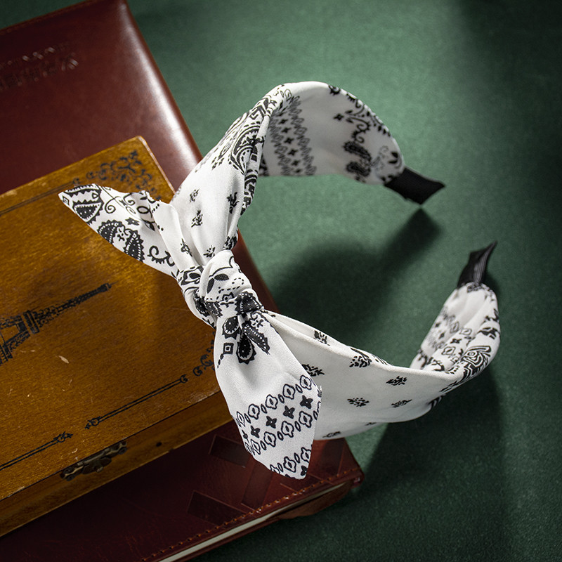 2 stiluri Moda flori de caju Imprimare Centru larg Cercete de păr Accesorii de păr pentru femei Ocazional Arc Cruce Benzi de păr etnice moi