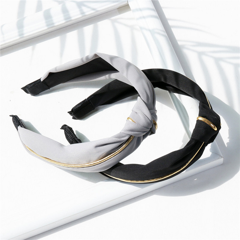 Accesorii pentru păr din bumbac, accesorii pentru păr pentru femei, nod încrucișat, coreeană, de culoare solidă, benzite de păr, bijuterii pentru fete, tiara sport cu margine aurie