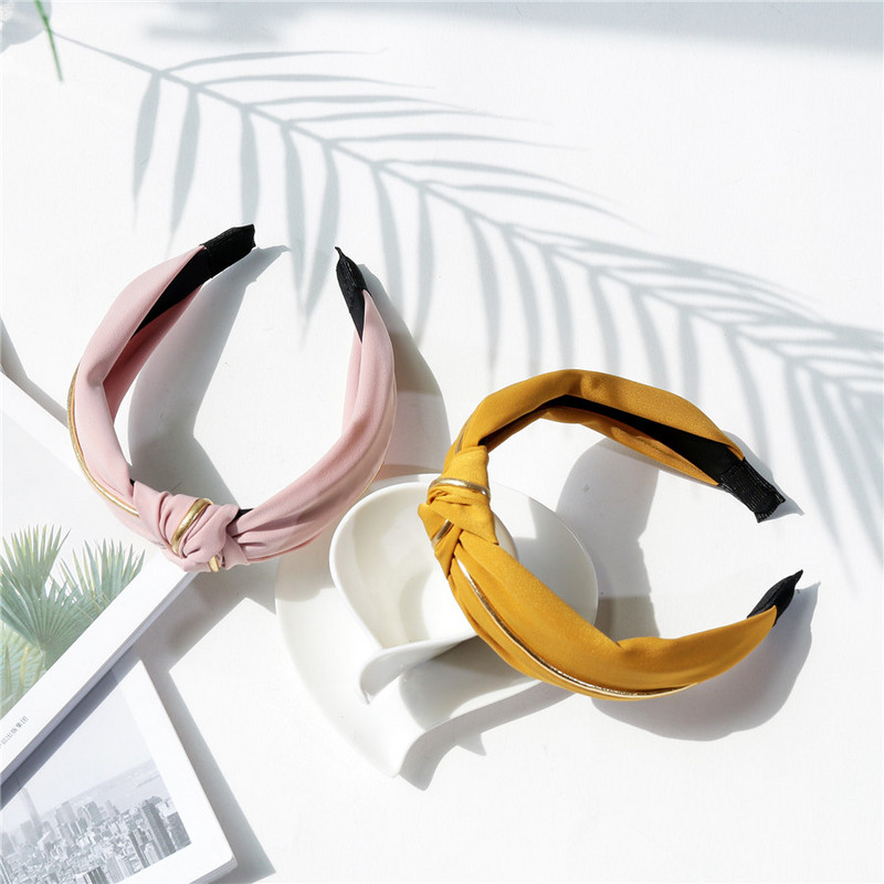 Accesorii pentru păr din bumbac, accesorii pentru păr pentru femei, nod încrucișat, coreeană, de culoare solidă, benzite de păr, bijuterii pentru fete, tiara sport cu margine aurie