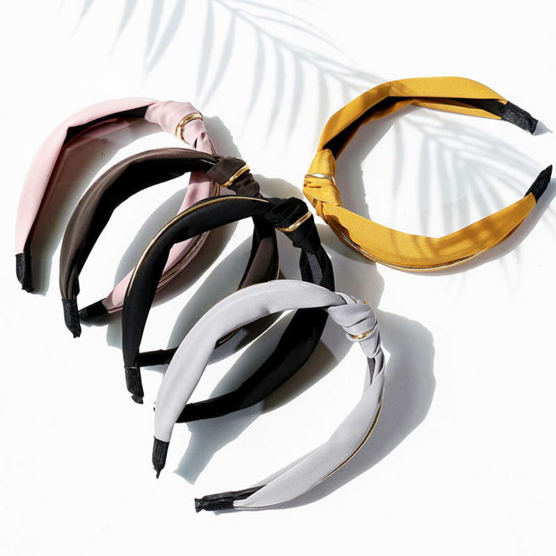 Accesorii pentru păr din bumbac, accesorii pentru păr pentru femei, nod încrucișat, coreeană, de culoare solidă, benzite de păr, bijuterii pentru fete, tiara sport cu margine aurie