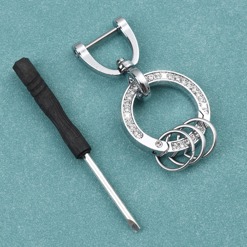 Νέα μόδα Μεταλλικό μπρελόκ στρας υψηλής ποιότητας Ανδρικά Γυναικεία Στρογγυλά μπρελόκ Κομψά στολίδια για κρεμαστά τσάντα Αξεσουάρ μπρελόκ