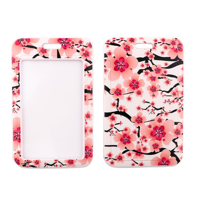 DZ1445 Új Sakura Cherry Blossoms Flower zsinór kártya azonosító jelvénytartó kulcstartó bérlet edzőterem mobil gyerekek kulcstartó kulcstartók ajándékok