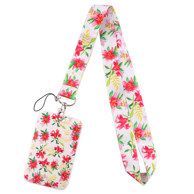 DZ1445 Új Sakura Cherry Blossoms Flower zsinór kártya azonosító jelvénytartó kulcstartó bérlet edzőterem mobil gyerekek kulcstartó kulcstartók ajándékok