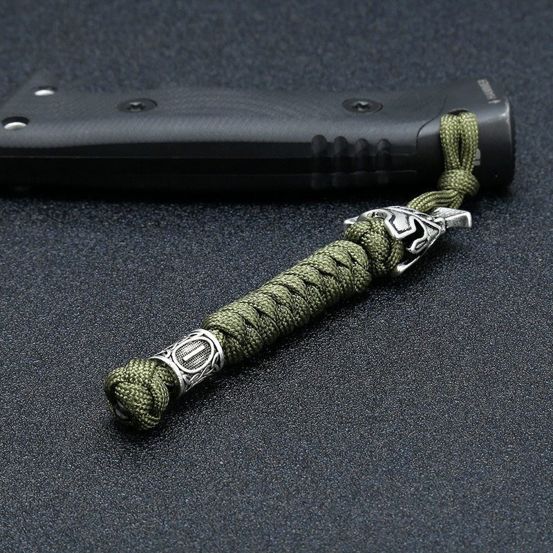 Breloc cu șnur cu mărgele rune vikinge, pentru supraviețuire în aer liber, breloc cu frânghie Paracord, bijuterii războinice spartane, lucrate manual, breloc cuțit pentru chei de mașină