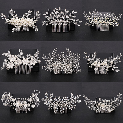 Ezüst színű Pearl Crystal Esküvői Hajfésűk Hajkiegészítők Menyasszonyi Virág Fejfedő Női Menyasszony Hajdíszek Ékszerek