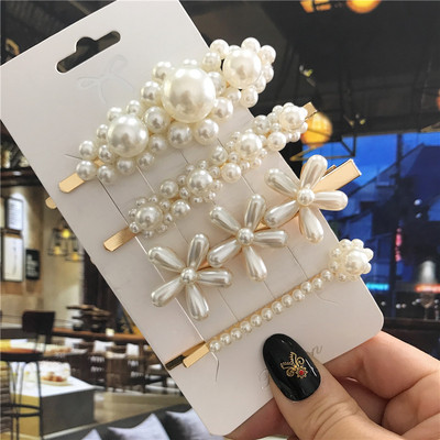 Moda Imitații de perle Kawaii Agrafe de păr Accesorii pentru femei Păr cu flori geometrice Barrete pentru cap Acele de păr dulci Fete