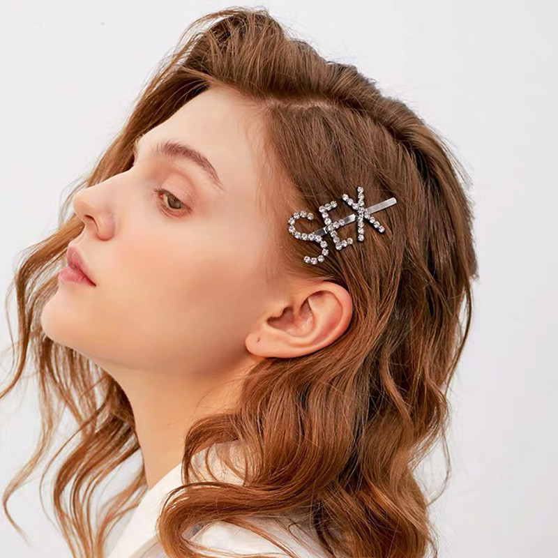 2 bucăți cleme de păr din cristal, litere, accesorii de bijuterii de nuntă pentru sex, pentru femei, ace de păr, bareta de stil, ornamente cu băț negru