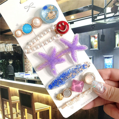 23 de stiluri accesorii de păr femei acrilic Planet Starfish Barrette Set cleme de păr coreeane perle agrafe femei bijuterii 2020
