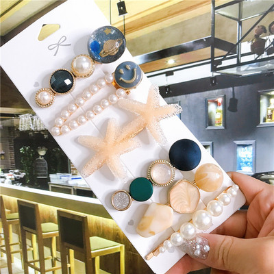 23 de stiluri accesorii de păr femei acrilic Planet Starfish Barrette Set cleme de păr coreeane perle agrafe femei bijuterii 2020