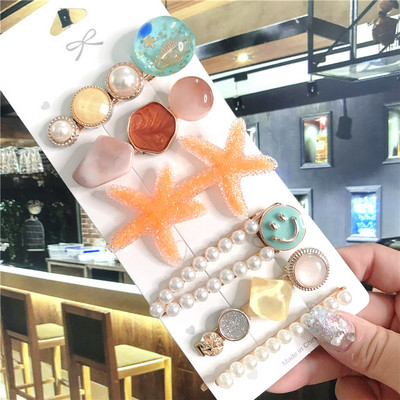 23 de stiluri accesorii de păr femei acrilic Planet Starfish Barrette Set cleme de păr coreeane perle agrafe femei bijuterii 2020