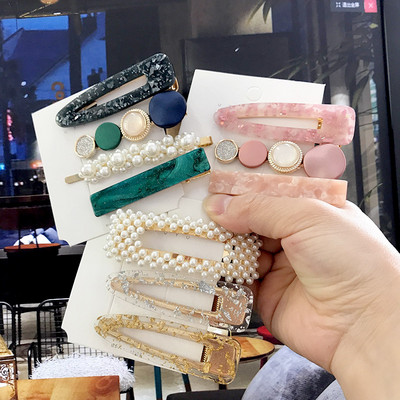 Agrafă de păr din acril de modă Ins pentru femei, fete, set de barete, agrafe cu perle, accesorii de păr geometrice coreene, cleme de păr pentru copii 2020