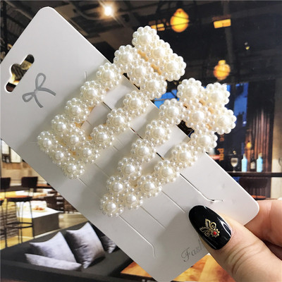 Agrafă de păr din acril de modă Ins pentru femei, fete, set de barete, agrafe cu perle, accesorii de păr geometrice coreene, cleme de păr pentru copii 2020