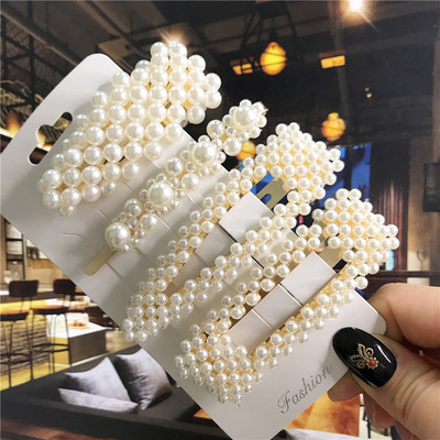 Agrafă de păr din acril de modă Ins pentru femei, fete, set de barete, agrafe cu perle, accesorii de păr geometrice coreene, cleme de păr pentru copii 2020