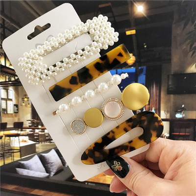 Agrafă de păr din acril de modă Ins pentru femei, fete, set de barete, agrafe cu perle, accesorii de păr geometrice coreene, cleme de păr pentru copii 2020