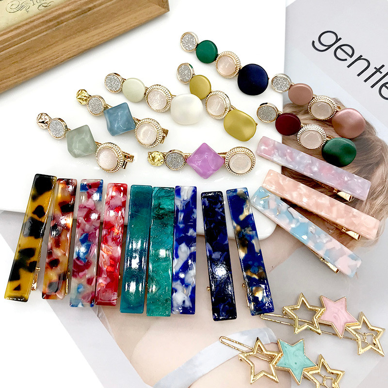 Agrafă de păr din acril de modă Ins pentru femei, fete, set de barete, agrafe cu perle, accesorii de păr geometrice coreene, cleme de păr pentru copii 2020