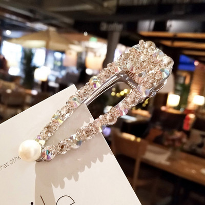 Nagy teli kristály Hajtűk Clipek Női Fej Ékszer Koreai Arany Gyöngy Hajtűk Fejfedők Esküvői Haj Kiegészítők Ajándék